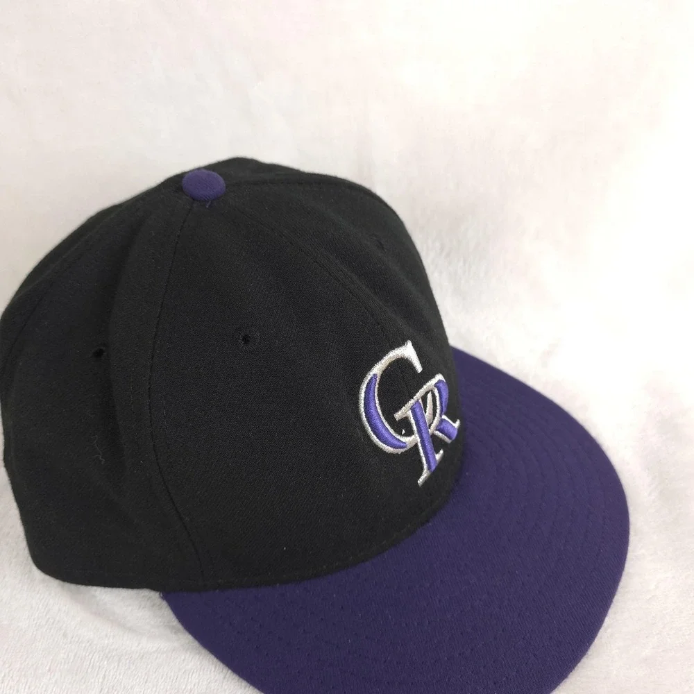 Colorado Rockies Hat On Field Players Cap Fitted Mens 7‎ 5/8 Purple MLB Baseball
